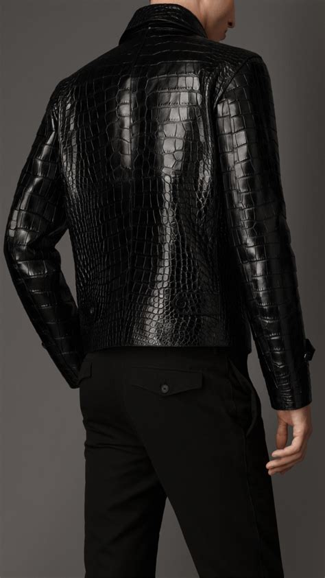 burberry alligator jacket|Burberry Alligator Leather Jacket in Black for Men .